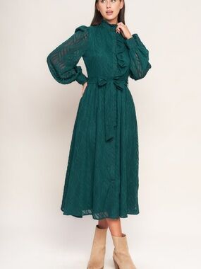 Flying tomato • NWT emerald whisper woven Midi Dress PTP 17”-19